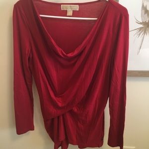 Red Michael Kors draped long sleeve shirt